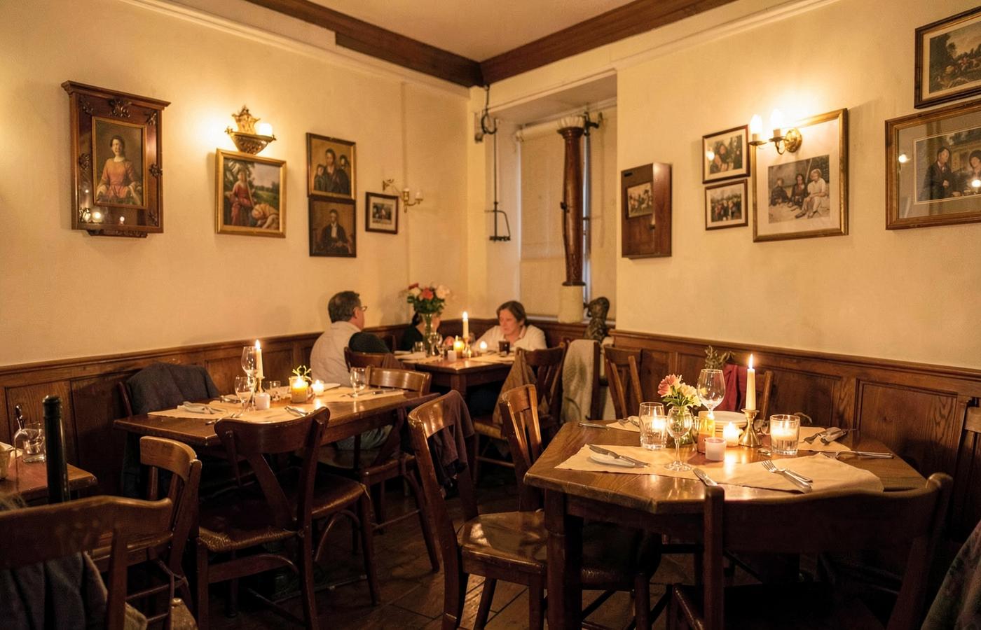 Warm candlelit dining room at Homestyle Italian